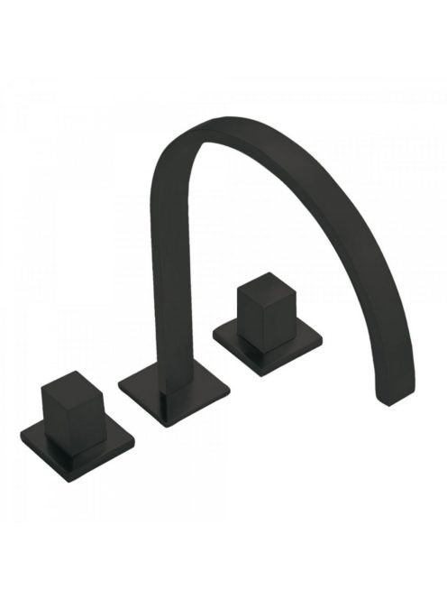 Tres Cuadro Exclusive 3-lyukú mosdó csaptelep Matt Fekete 00