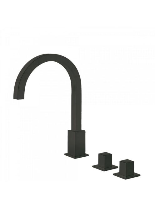 Tres Cuadro Exclusive 3-lyukú mosdó csaptelep Matt Fekete 00