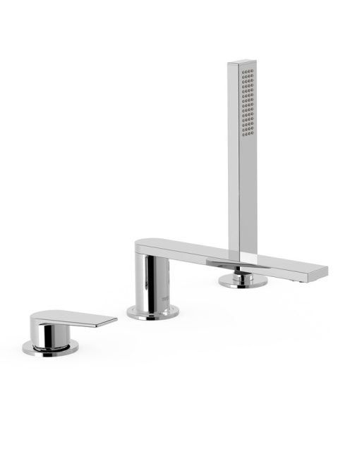 Tres Project 3-lyukú kádtöltő csaptelep zuhanyszettel, króm