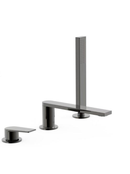 Tres Project 3-lyukú kádtöltő csaptelep zuhanyszettel, Metál