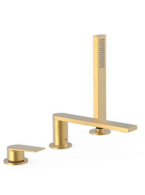 Tres Project 3-lyukú kádtöltő csaptelep zuhanyszettel, matt