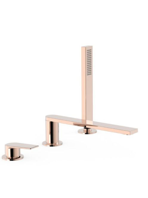 Tres Project 3-lyukú kádtöltő csaptelep zuhanyszettel, Rose