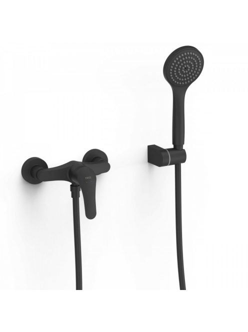 Tres Base Plus Egykaros zuhanycsaptelep szettel, matt fekete