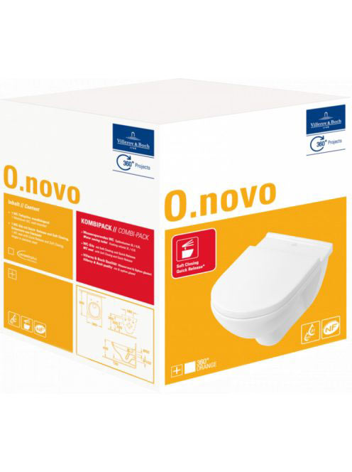 Villeroy & Boch O.Novo mélyöblítésű fali WC sof-close WC ülő