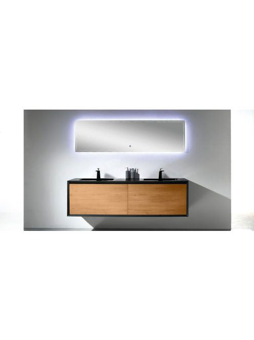 Wellis Tenebra 190 mosdószekrény 2 fiókkal, matt fekete/tölg